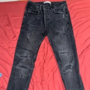 ZARA Skinny Distressed Black Jeans